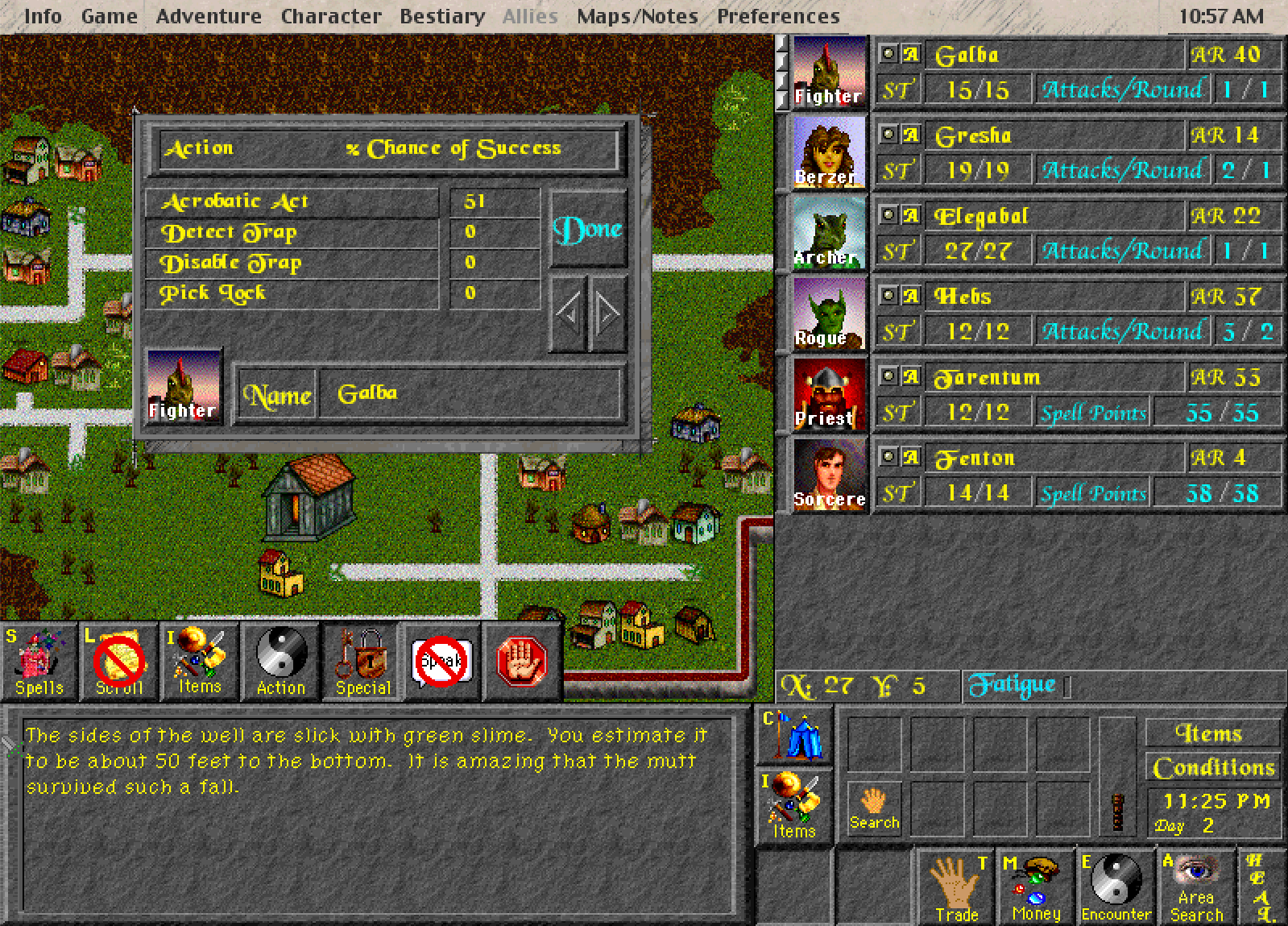 Screenshot of the Realmz encounter screen