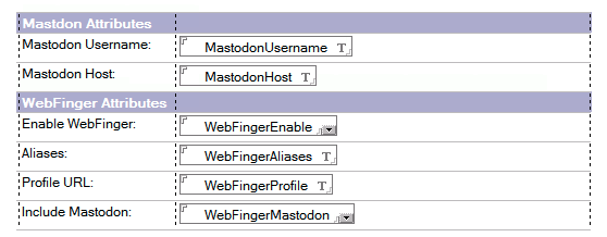 Screenshot of new fields in my names.nsf Person document for WebFinger use